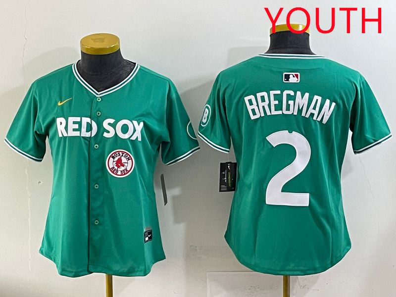 Youth 2025 Boston Red Sox 2 Bregman Dark Green Joint Name Nike MLB Jersey style 10